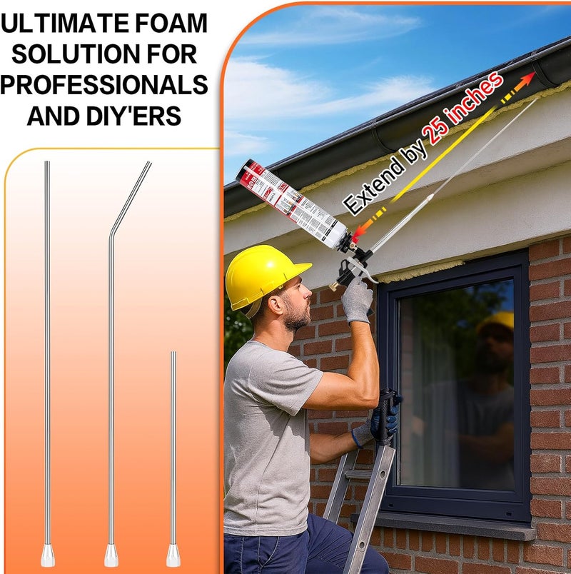 GDUSMCN Professional Spray Foam Gun Extension Kit, 13.8 inch Stainless Steel Nozzles, which is used for filling and sealing, sound insulation and noise elimination, Sealing seams, etc - Image 3